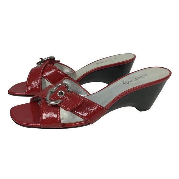 NEW Joan & David Red Patent Leather Mule Slip On Sandals sz 8 1/2 8.5 - Picture 4 of 15